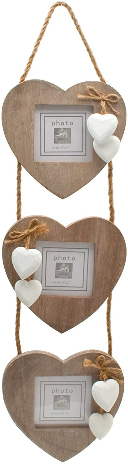 Shabby Chic Sett med 3 Hjerterammer