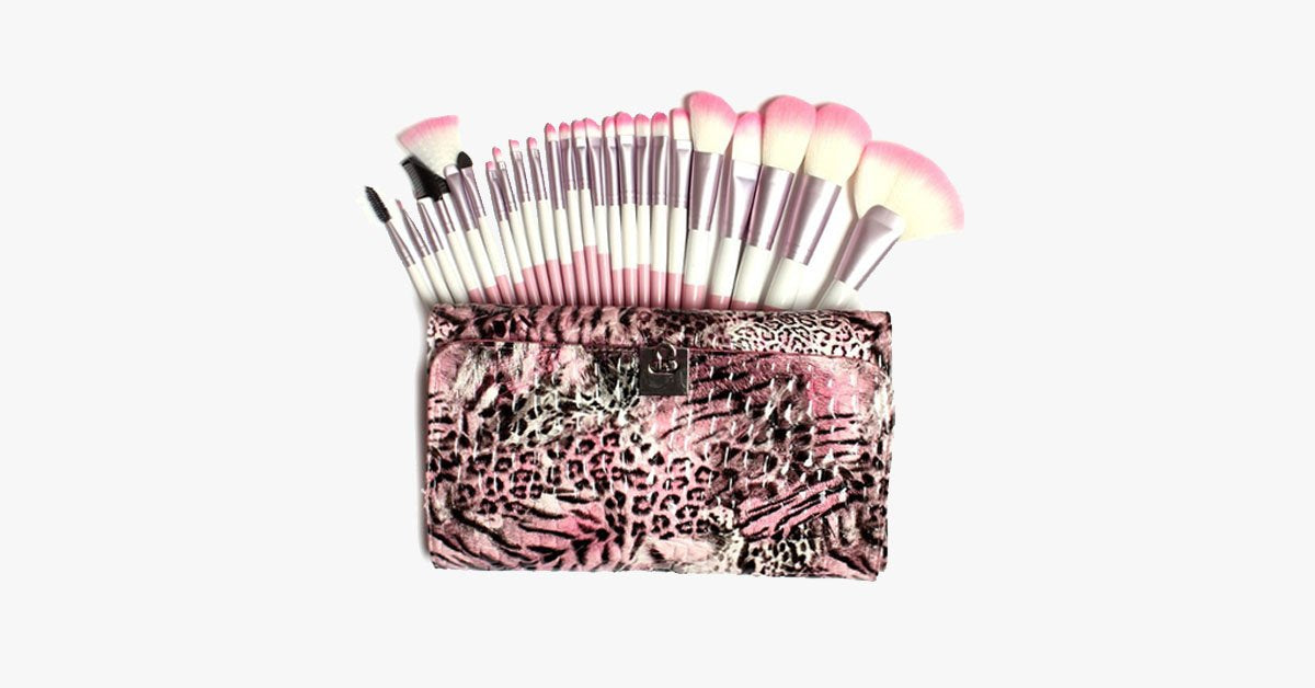 Norvo | 24-delt Rosa Leopard Penselsett