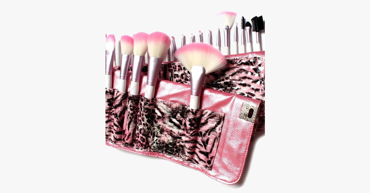 Norvo | 24-delt Rosa Leopard Penselsett