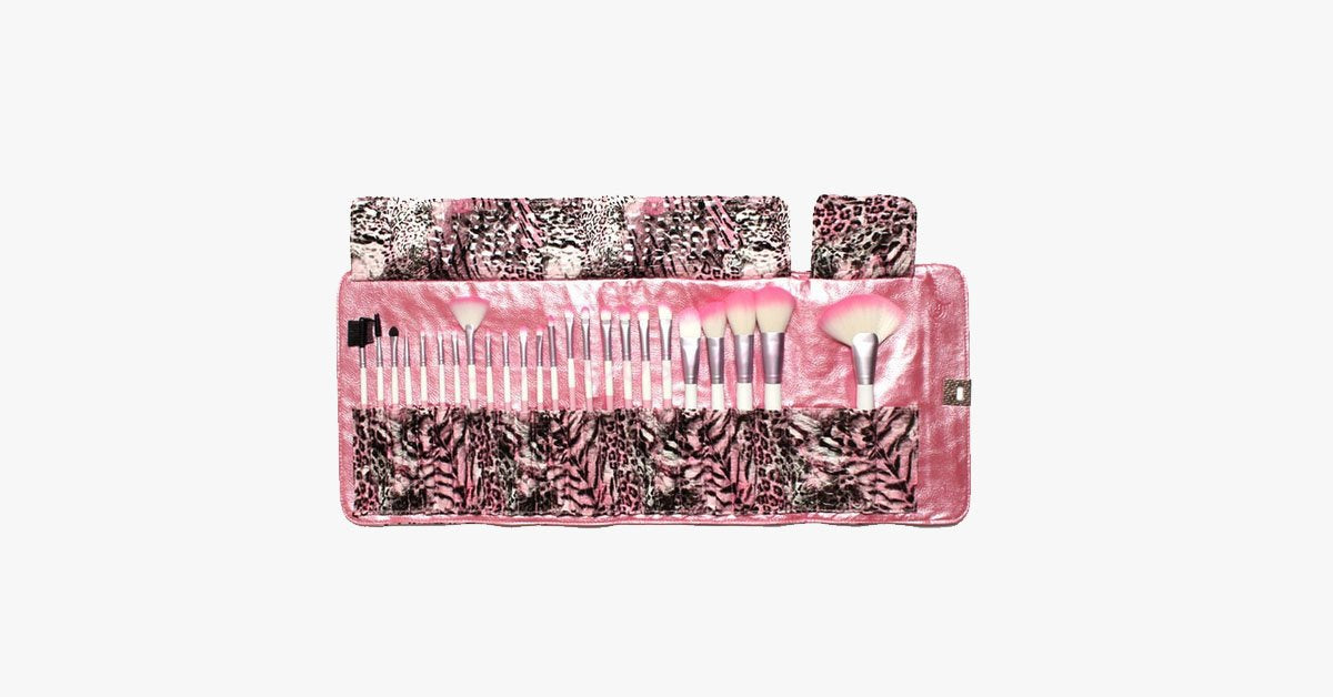 Norvo | 24-delt Rosa Leopard Penselsett
