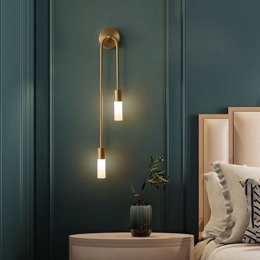 Norvo | Moderne Gull Vegglampe – Dobbelt Frostet Glass Lys