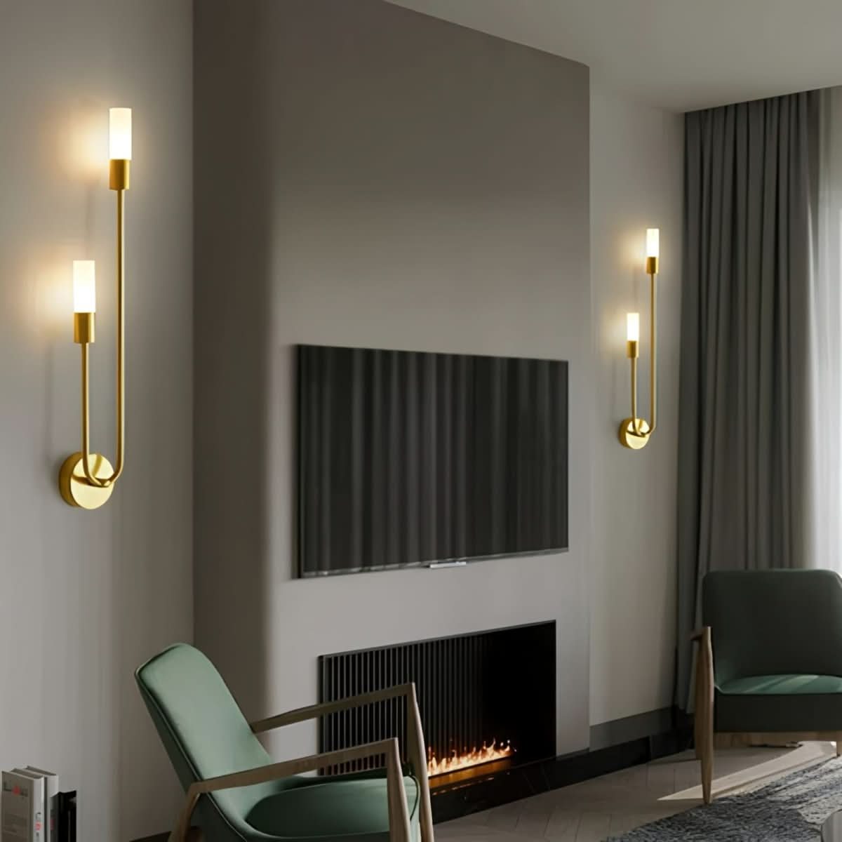 Norvo | Moderne Gull Vegglampe – Dobbelt Frostet Glass Lys
