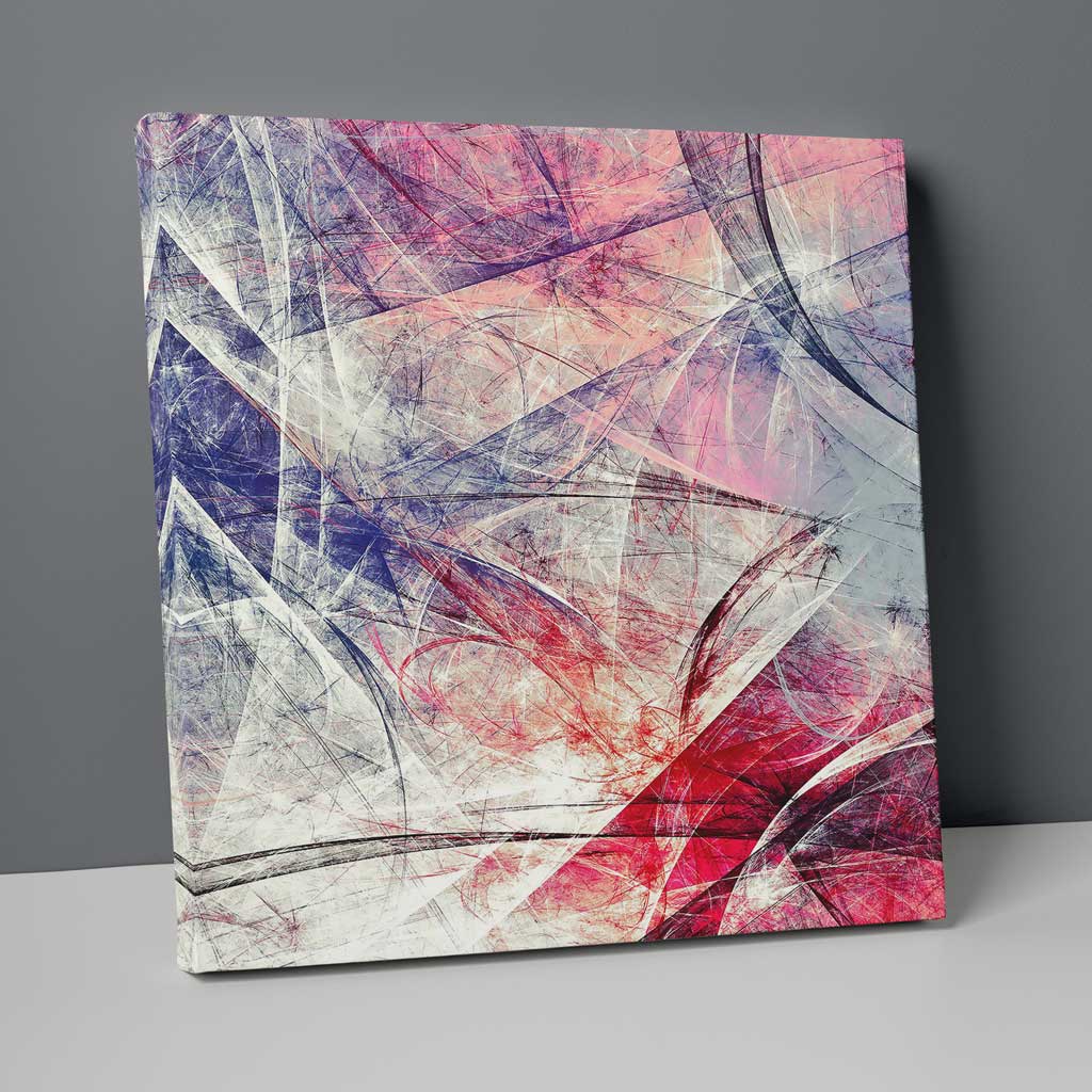 Norvo | Abstract Fractal Grå Lilla Rosa Nr. 1 Trykk På Lerret