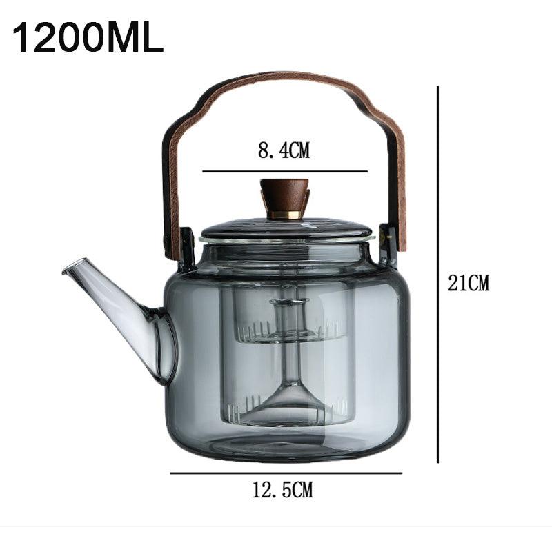 Norvo | Serenya – Røkt Glass & Tre Teinfuser | Elegant Teakanne for Løsblad Brygging