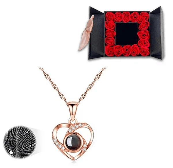 Norvo | Halskjede, "Jeg elsker deg" på 100 språk - Unik gavepakke