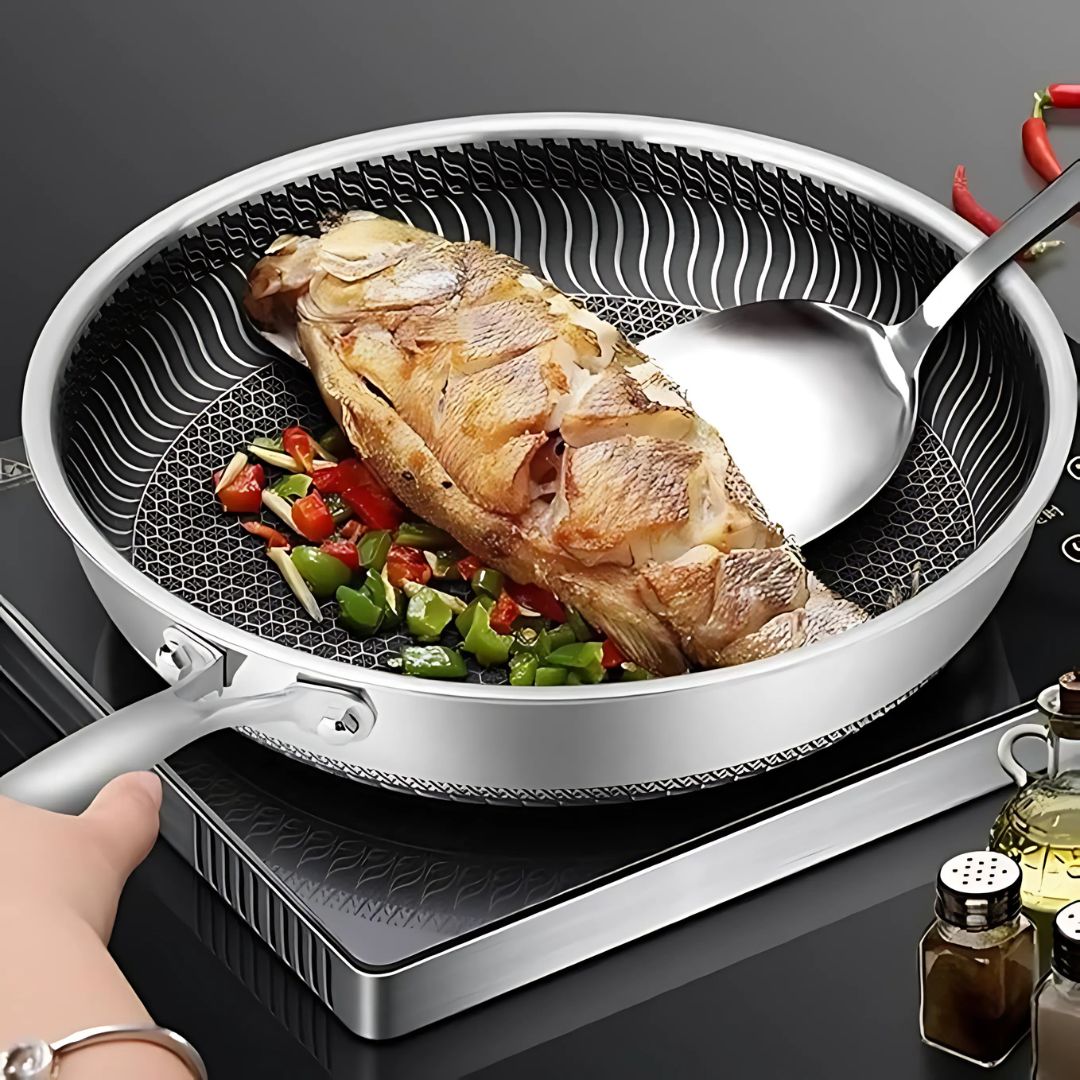 Norvo | PANFORGE – Rustfritt Stål Non-Stick Panne med Hexa Overflate