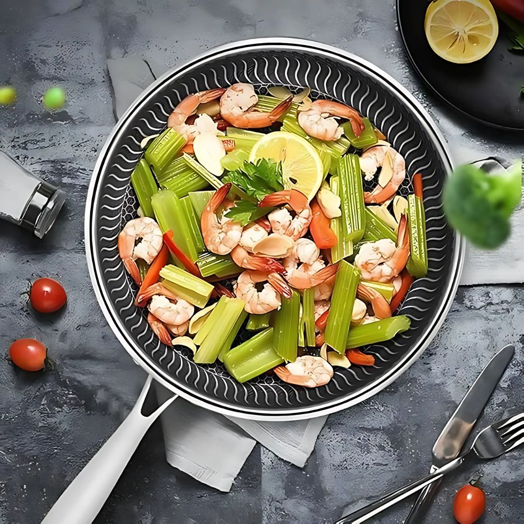 Norvo | PANFORGE – Rustfritt Stål Non-Stick Panne med Hexa Overflate