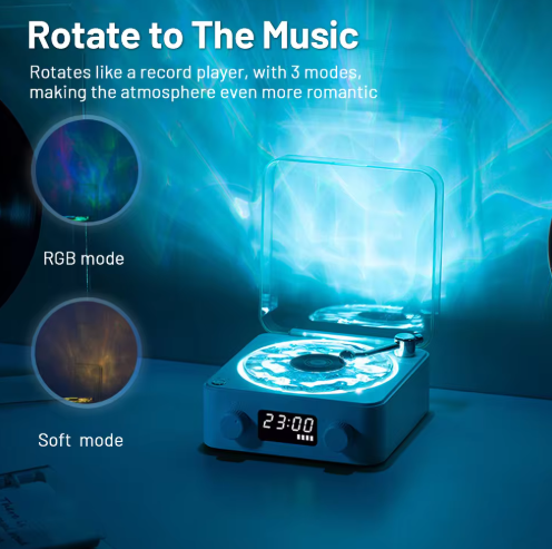 Bluetooth vinylspiller – retro stereo høyttaler med hvit støy & AUX