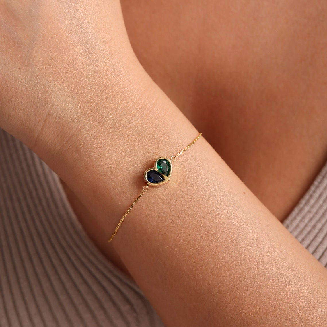 Norvo | Evig Knyttede Fødselsstein Hjerte Halssmykke & Armbånd