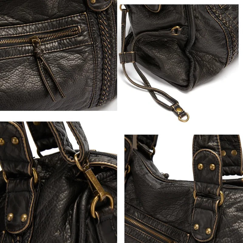 Norvo | Luksuriøs svart lærhåndveske