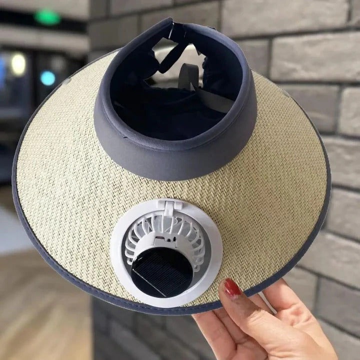 Norvo | Bredbremmet solhatt med solcelledrevet vifte