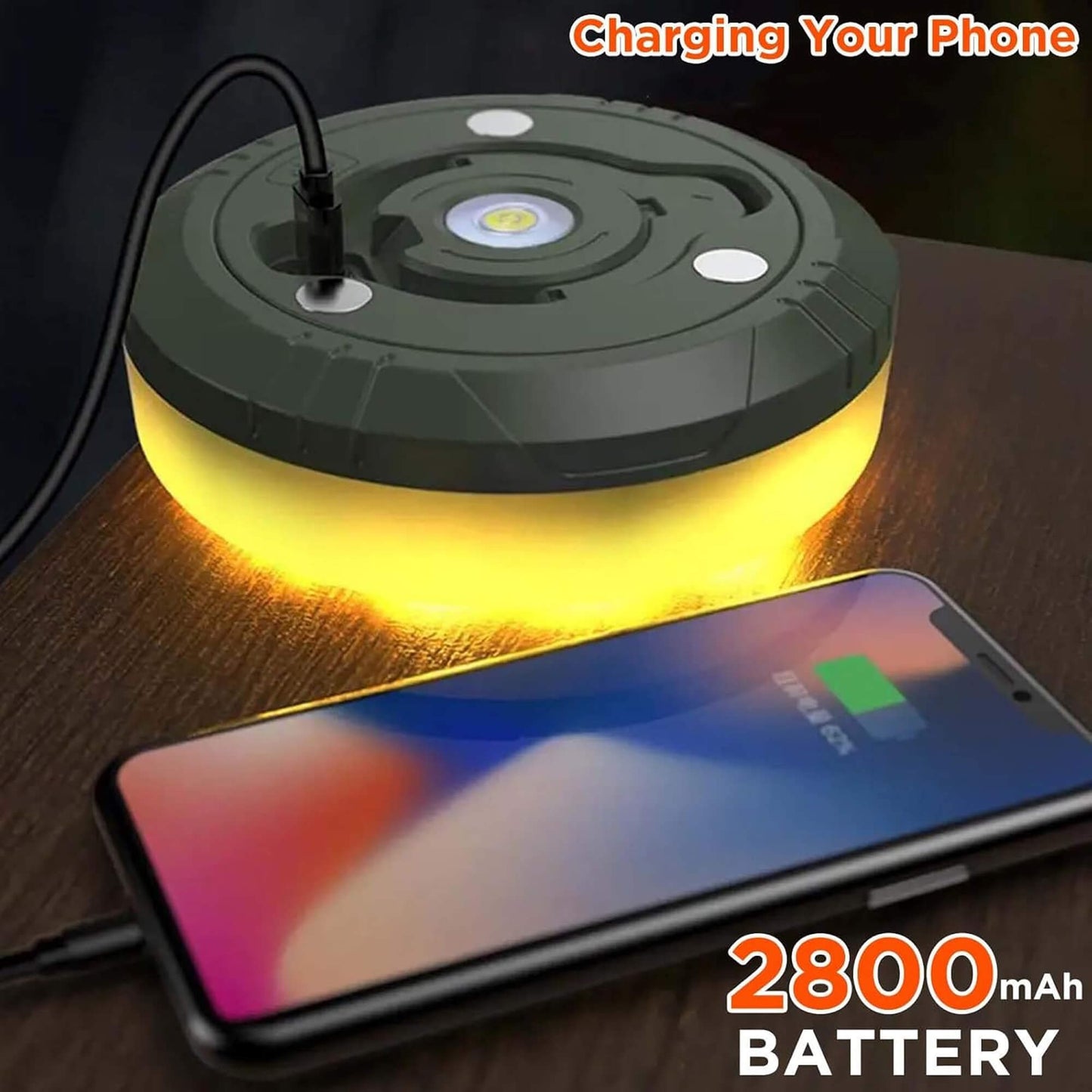 Norvo | 4 i 1 Camp Light – Bærbar campinglanterne, lyskilder med 8 lysmoduser, oppladbart power bank for utendørs eventyr