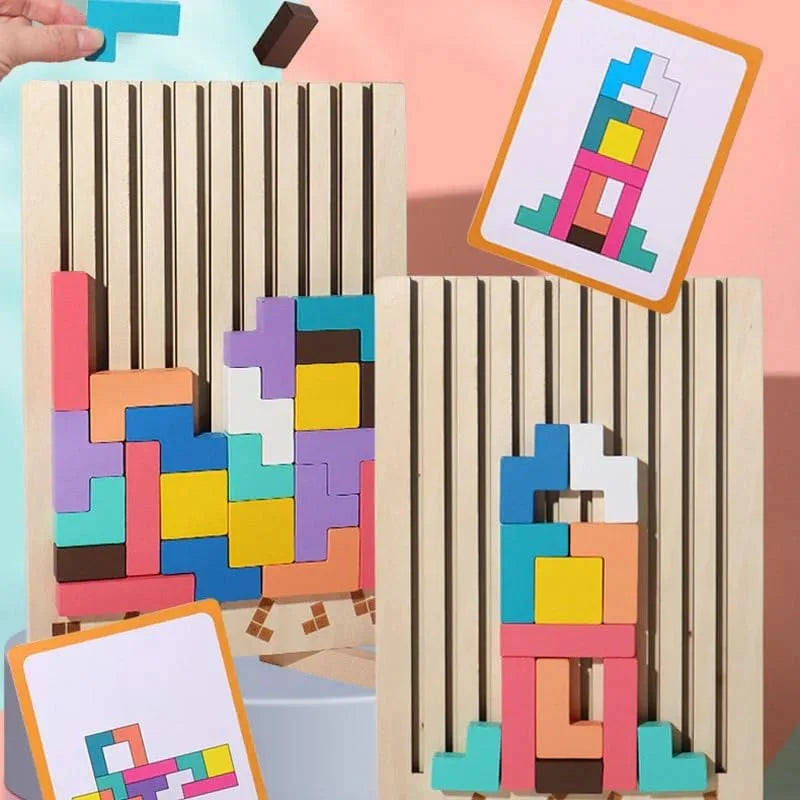 Norvo | ThinkWood Tre Puzzle Spill – Montessori Utdanningsleketøy for Barn