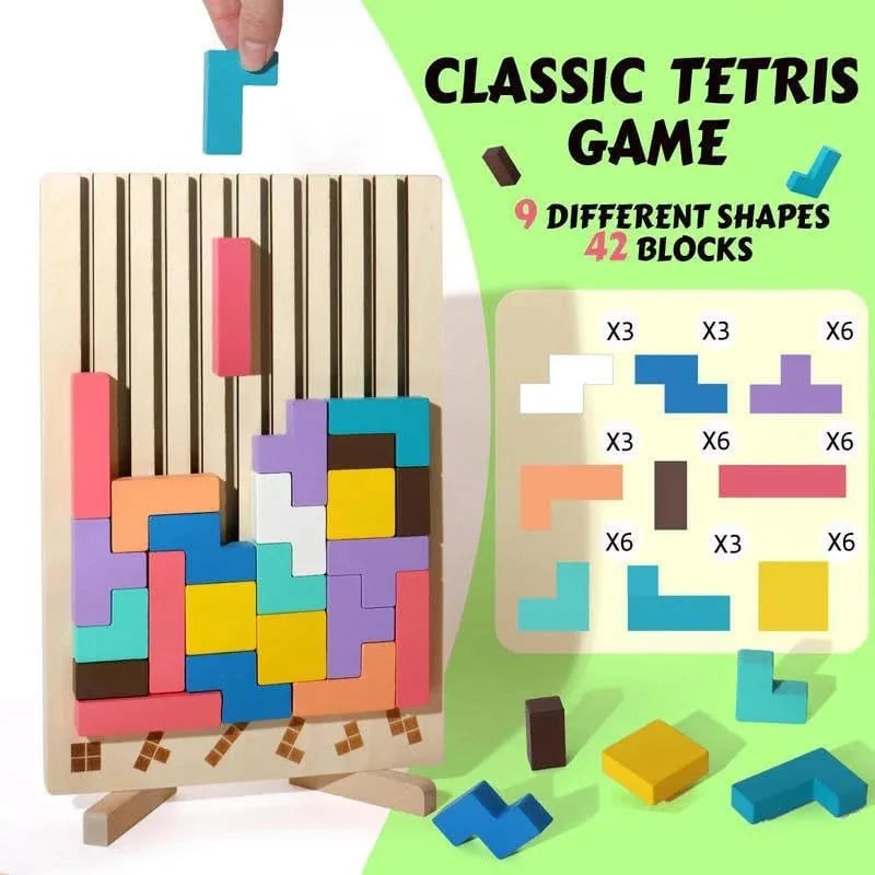 Norvo | ThinkWood Tre Puzzle Spill – Montessori Utdanningsleketøy for Barn