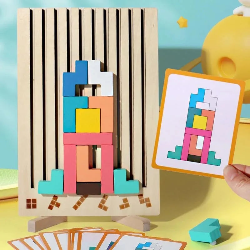 Norvo | ThinkWood Tre Puzzle Spill – Montessori Utdanningsleketøy for Barn