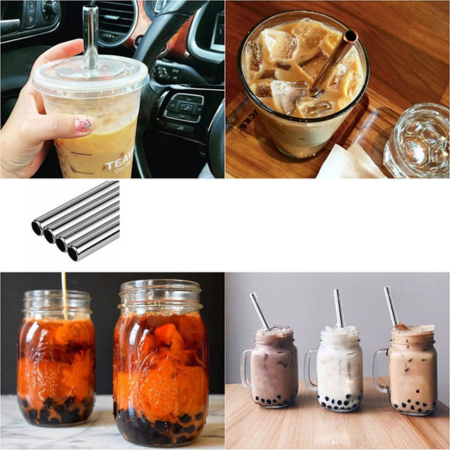 Norvo Ekstra Brede Metallstrå til Bubble Tea | Gjenbrukbare | Holdbare | Perfekte for Boba Drikker