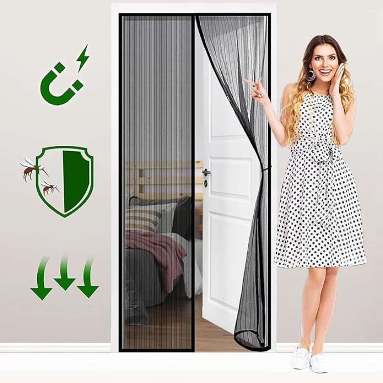 Norvo | InsectGuard Magnetisk Mesh Dør | Tungvindt, Rivesterk & Håndfri Tilgang for Sommerluftstrøm