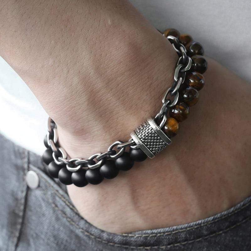 Tiger Eye Beadet Armbånd for Menn "Krigeren" - Asher Norvo
