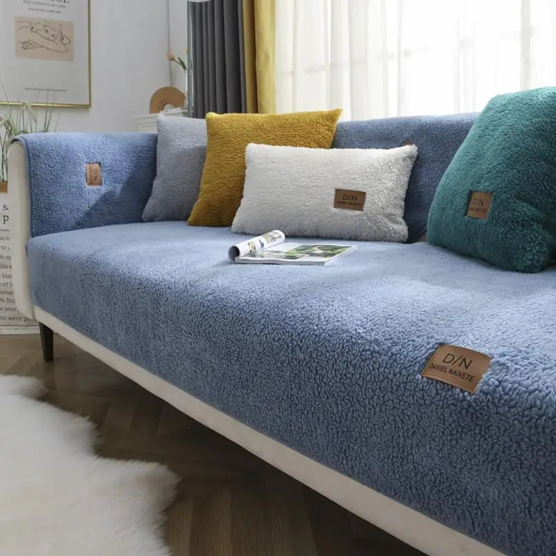Norvo | Vanntett Tykk Fuzzy Sherpa Fleece Rutsjesikker Sofa Deksel
