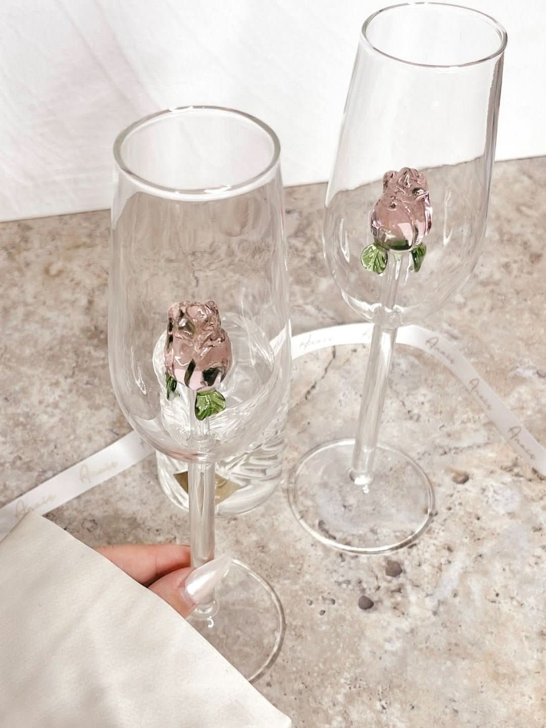 Norvo | La Vie En Rose | Champagne Glass - Håndlaget