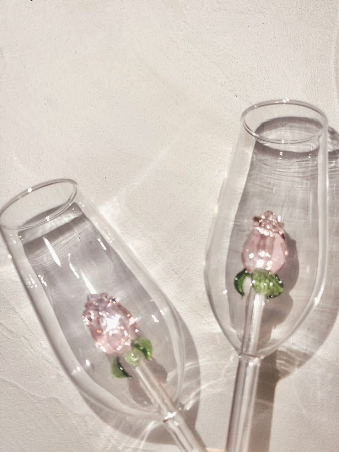 Norvo | La Vie En Rose | Champagne Glass - Håndlaget