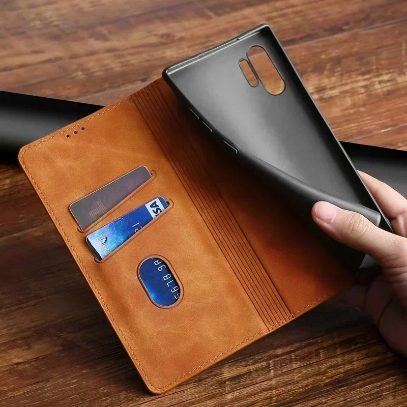 Luksuriøs Lær Lommebok Kortholder Stildeksel For Samsung Galaxy A22 A22s A23 A32 A24 A51 4G 5G A30 A30s A20 A20e A20s A21 A21s Flip Stativ Beskyttende Deksel