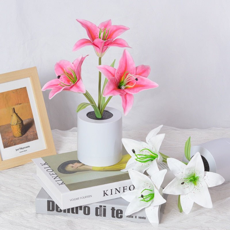 Norvo | LED Blomster Nattlys Lilje Bord Blomsterlampe