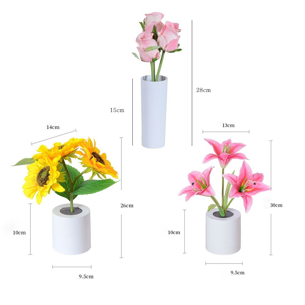 Norvo | LED Blomster Nattlys Lilje Bord Blomsterlampe