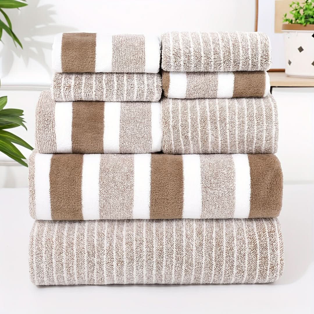 Norvo | 8-delt korallsfleece håndklesett – Ultra-mykt & hurtig-tørkende