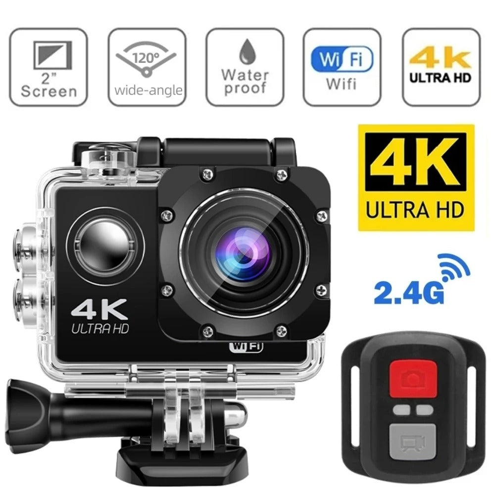 Norvo | 4K Ultra HD Sport Pro Kamera - Wifi-aktivert og vanntett for Vlogging og utendørs sport