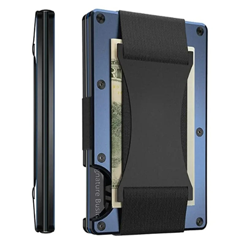 Norvo | Titanium Matte Cobalt Kortholder – Slank & Stilig RFID-lommebok for Menn & Kvinner