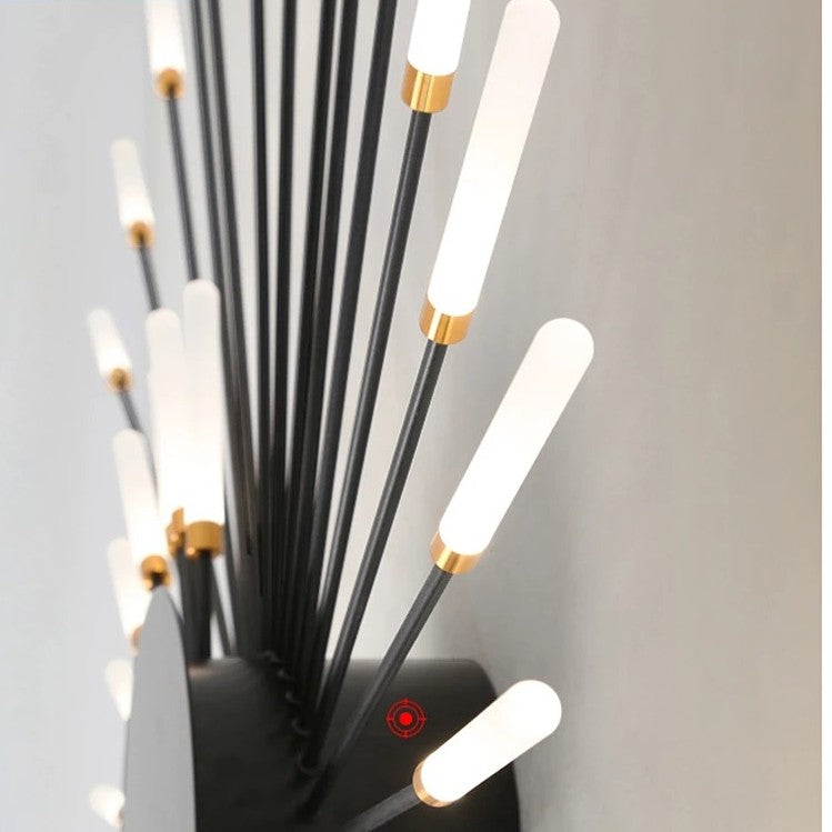 Norvo | Moderne Industriell Taklampe Sputnik Fyrverkeri | Svart & Gull Finish. LED Belysning for Stue. Spisestue & Soveromsdekor