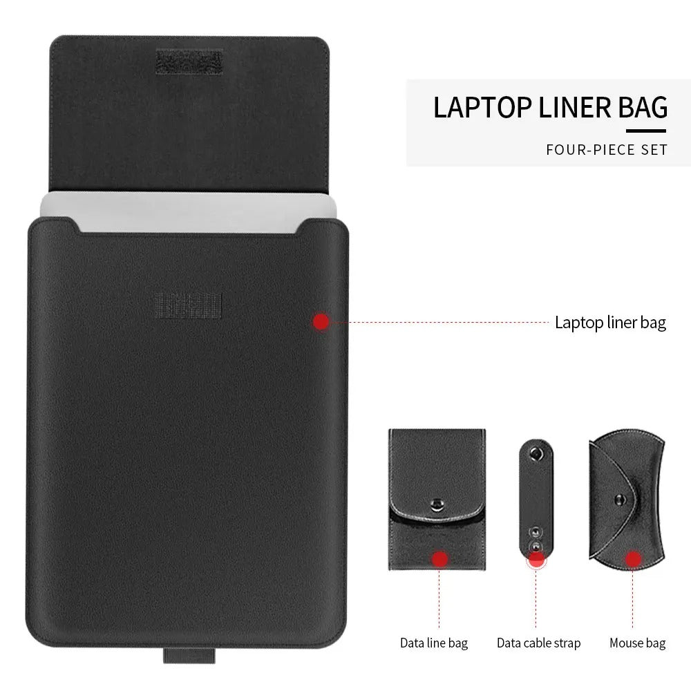 Norvo | 4-i-1 Laptop Sleeve - Slim Beskyttelsesveske med Stativfunksjon