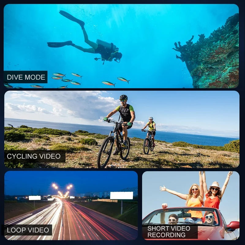 Norvo | 4K Ultra HD Sport Pro Kamera - Wifi-aktivert og vanntett for Vlogging og utendørs sport
