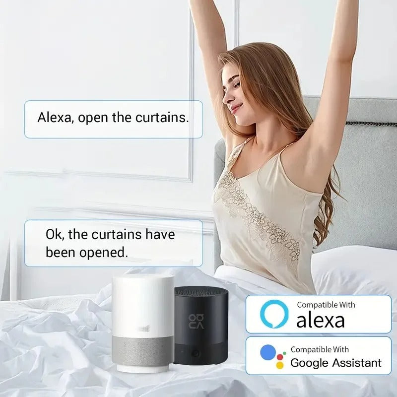 Norvo | Automatisk Gardinåpner – Fungerer med Fjernkontroll, App & Stemmestyring