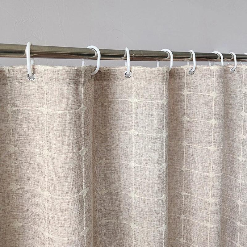 Norvo | Moderne Jacquard Lin Dusjforheng med Frynser (1 stk) │ For Nordisk Bad Dekorasjon