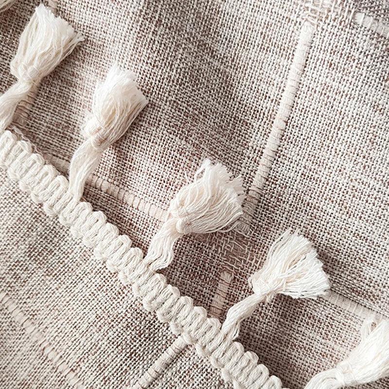 Norvo | Moderne Jacquard Lin Dusjforheng med Frynser (1 stk) │ For Nordisk Bad Dekorasjon