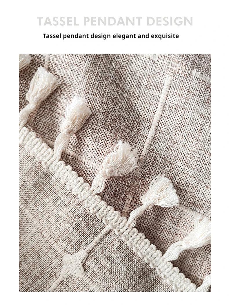 Norvo | Moderne Jacquard Lin Dusjforheng med Frynser (1 stk) │ For Nordisk Bad Dekorasjon