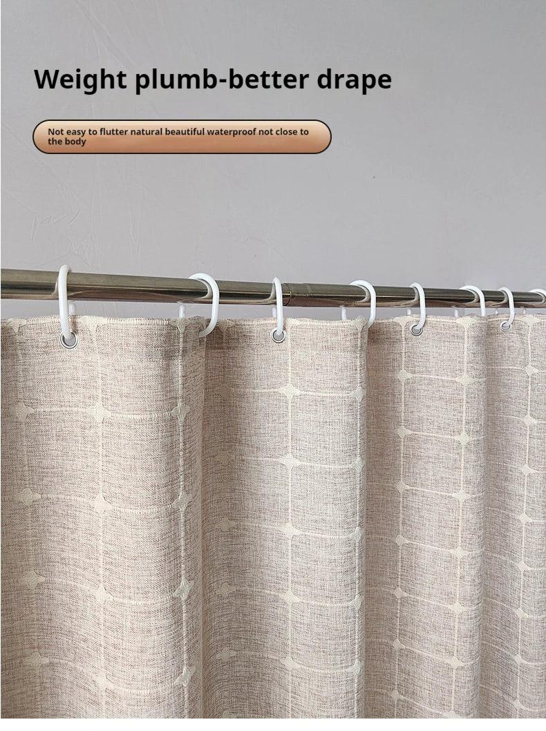 Norvo | Moderne Jacquard Lin Dusjforheng med Frynser (1 stk) │ For Nordisk Bad Dekorasjon