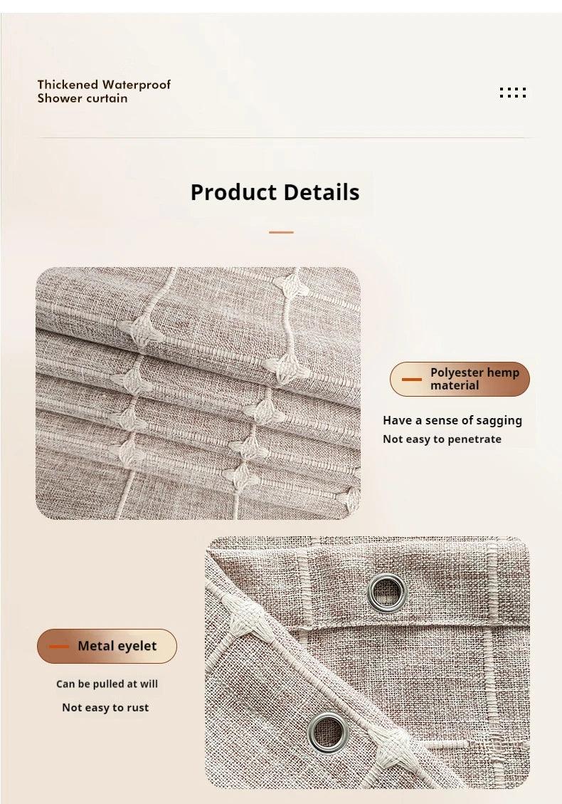 Norvo | Moderne Jacquard Lin Dusjforheng med Frynser (1 stk) │ For Nordisk Bad Dekorasjon