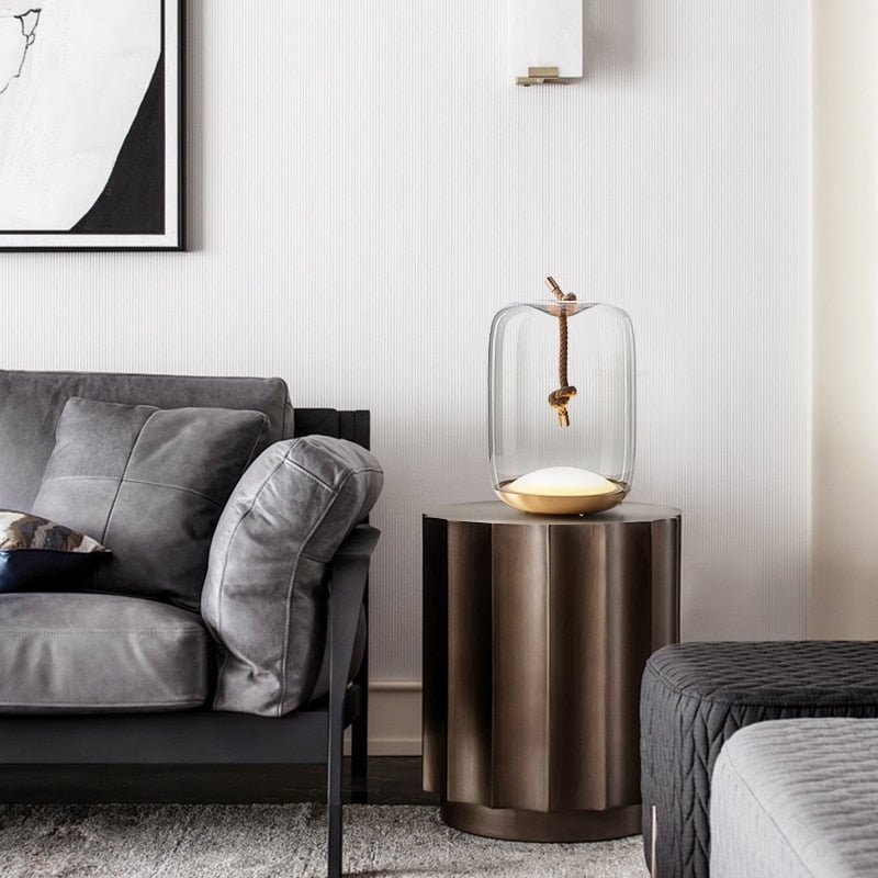 Norvo Knute Glass Trommelbord Lampe