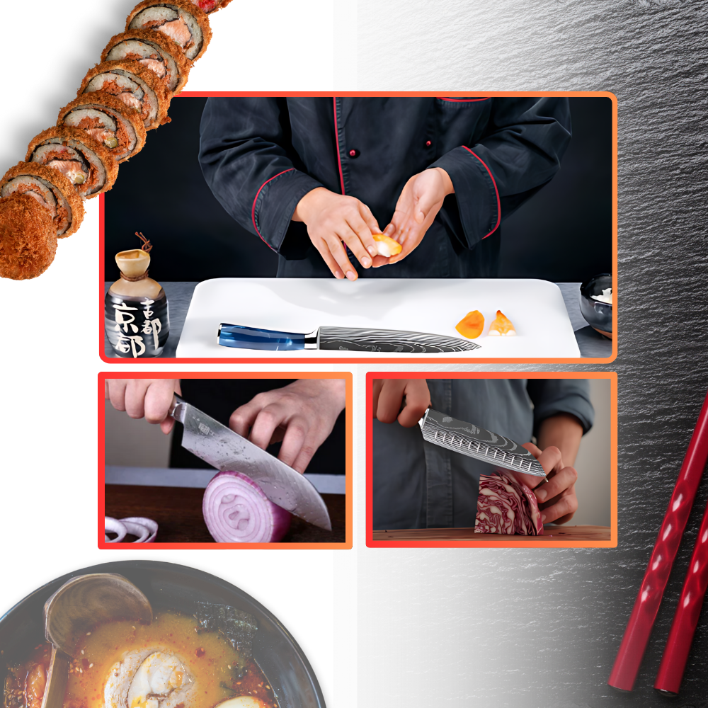 Havblå japanske kniver