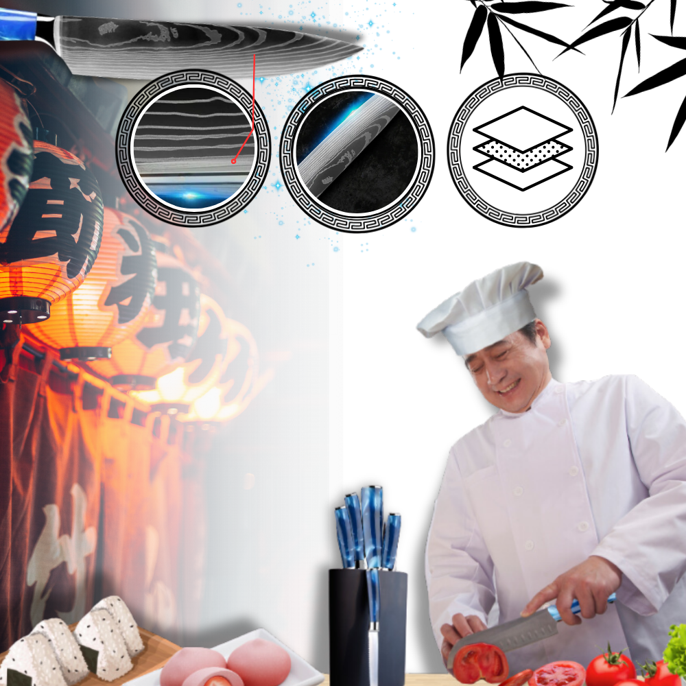 Havblå japanske kniver