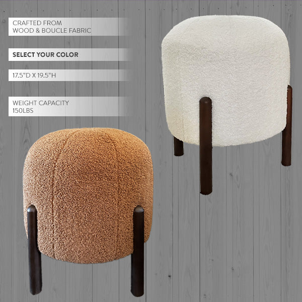 Norvo | 19 Tommers Boucle Ottoman, Velg Fargen