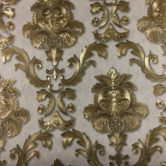 Norvo | Gull teksturert luksuriøs klassisk 3D damask tapet dekor