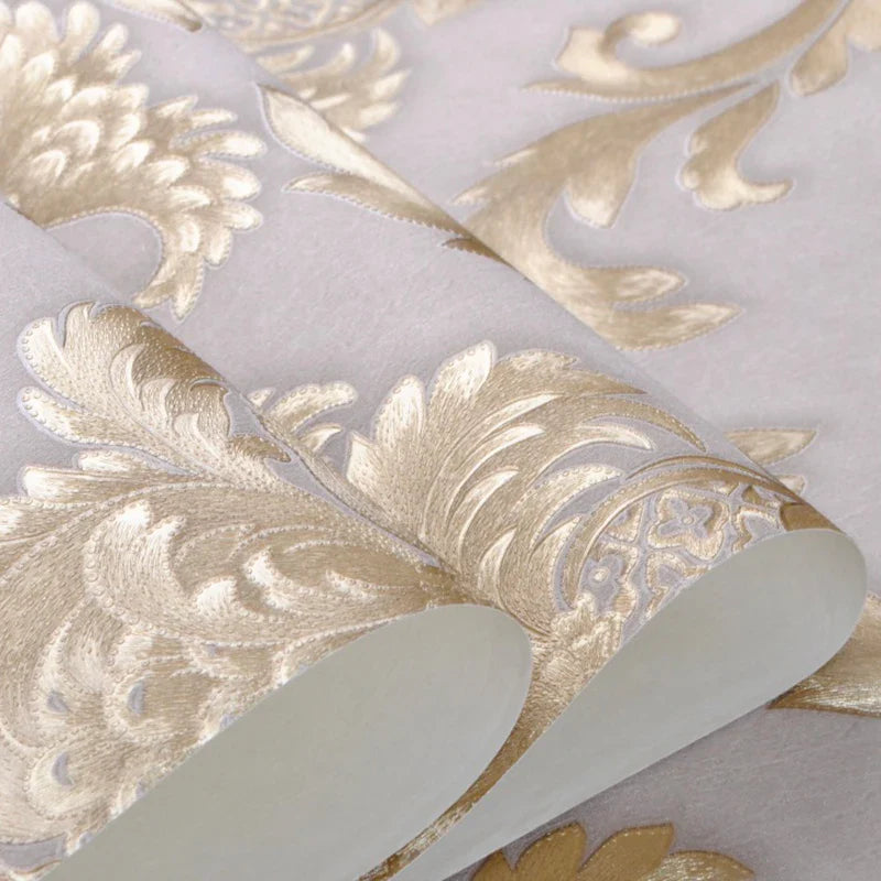 Norvo | Gull teksturert luksuriøs klassisk 3D damask tapet dekor