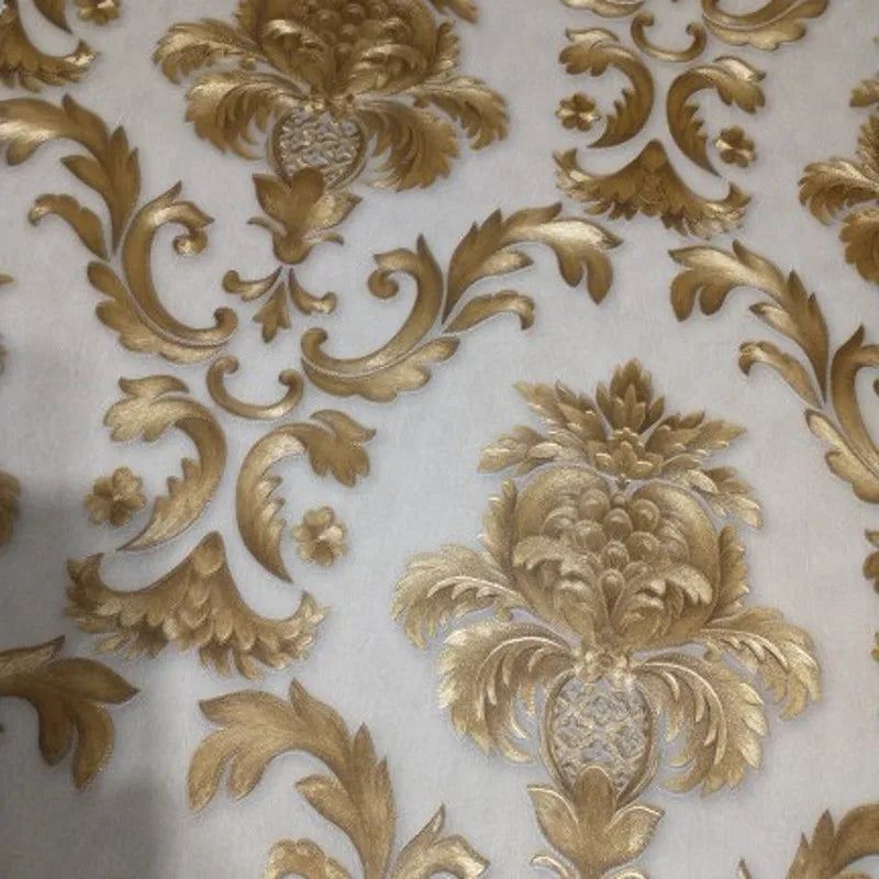 Norvo | Gull teksturert luksuriøs klassisk 3D damask tapet dekor