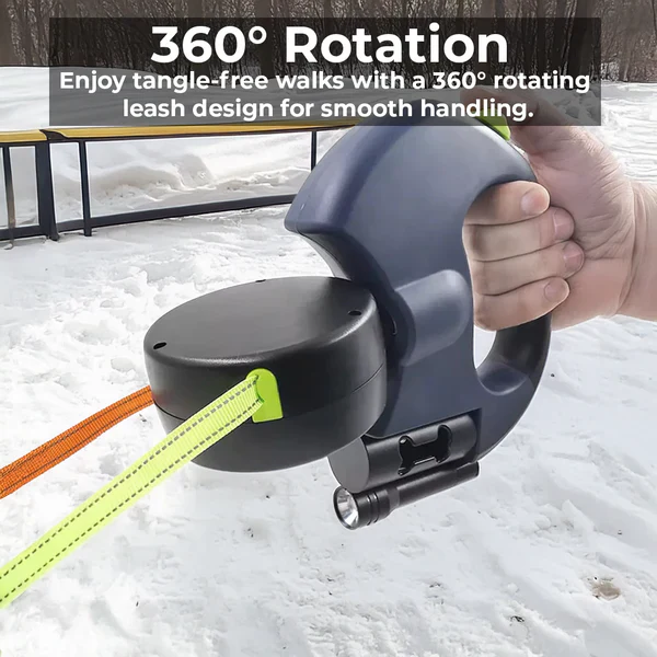 Norvo | Dual Retractable Dog Leash with Flashlight & Waste Bag Holder