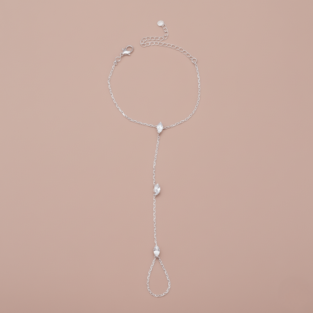 Norvo | PalmGrace – Justerbar Finger Ring Palm Armbånd med Strålende Krystaller