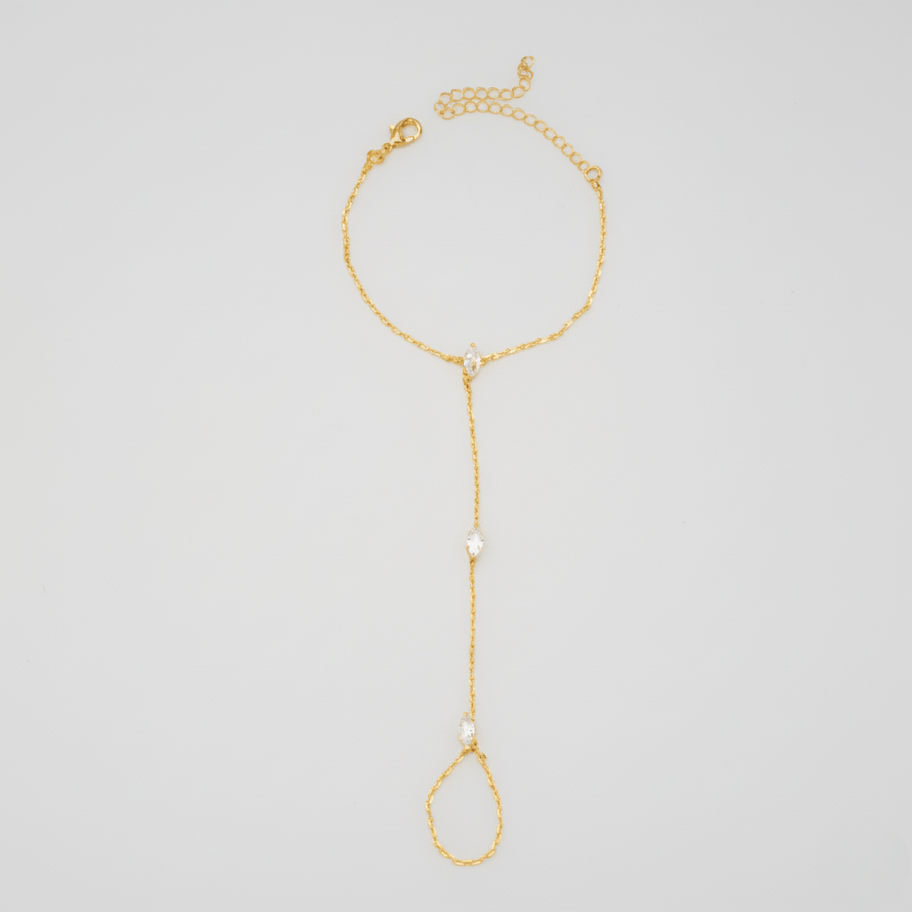 Norvo | PalmGrace – Justerbar Finger Ring Palm Armbånd med Strålende Krystaller
